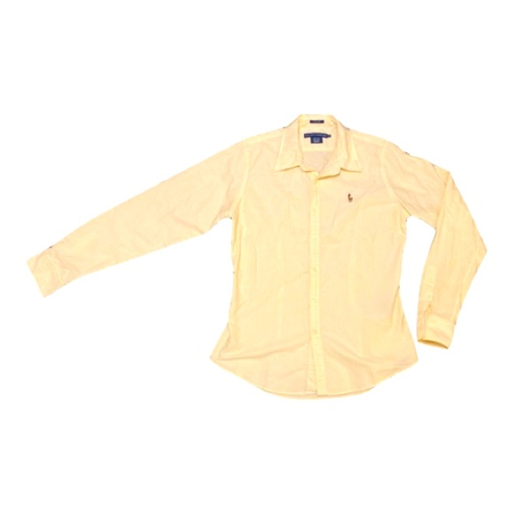 Ralph Lauren ladies yellow/white striped button down size: 10